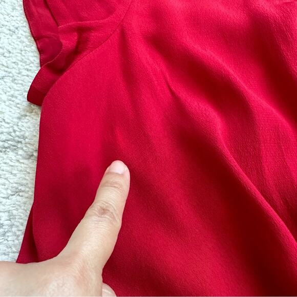 Maeve Anthropologie Grier Jumpsuit Red Crepe Rayon Cap Sleeves Tie Front Size 2P - Picture 10 of 13